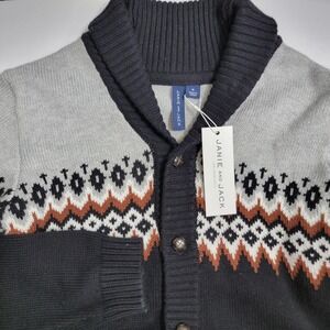 NEW Janie and Jack Shawl Collar Fair Isle Cardigan Sweater Boys 10 Preppy
